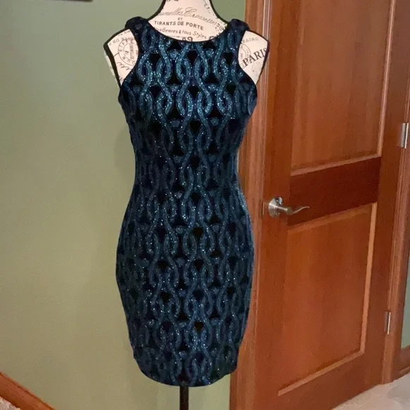 Speechless Black and Blue Halter Sheath Mini Dress, Size 3 - Picture 1 of 7